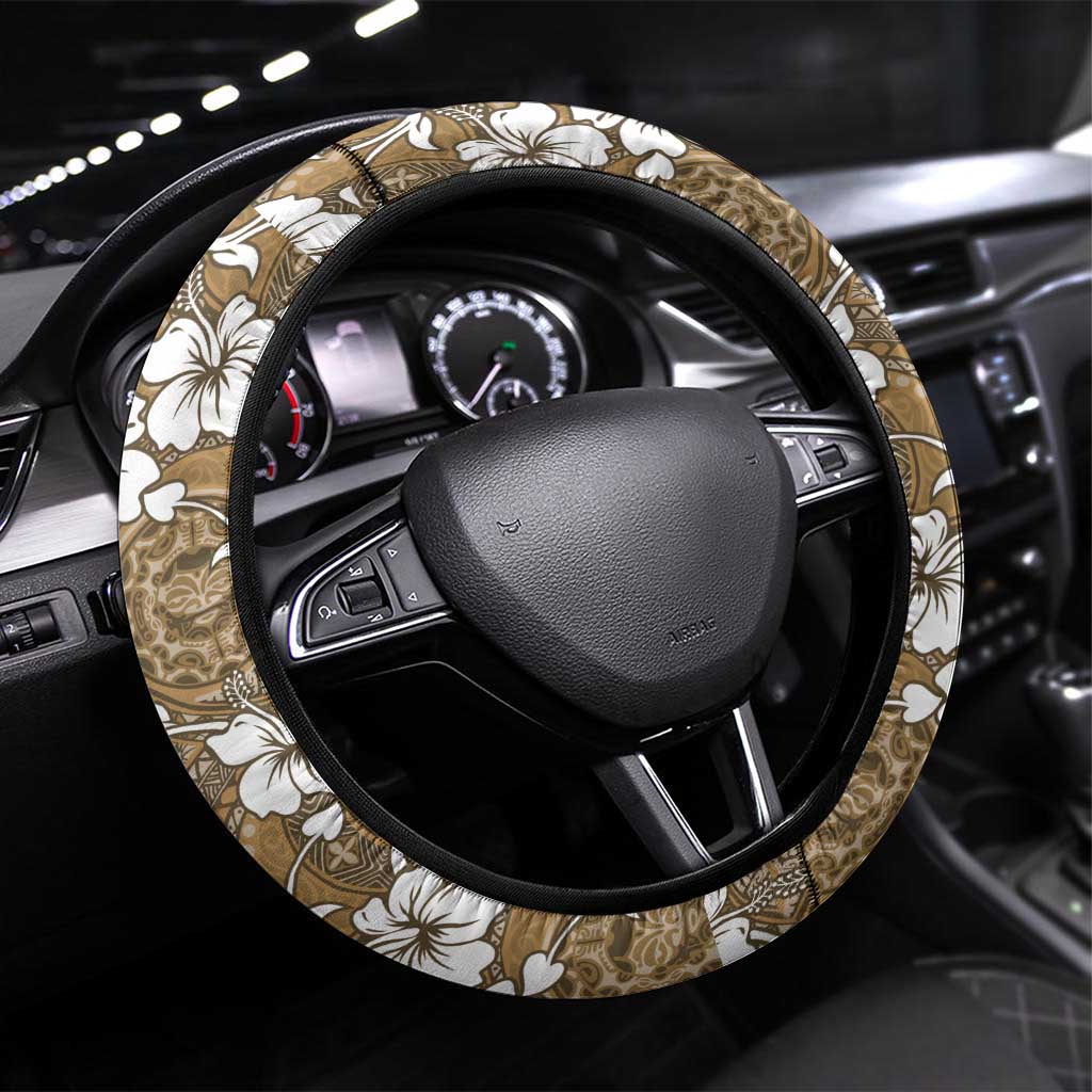 Kuvui Bula Fiji Steering Wheel Cover Fijian Tapa Seamless Hibiscus - Polynesian Pride