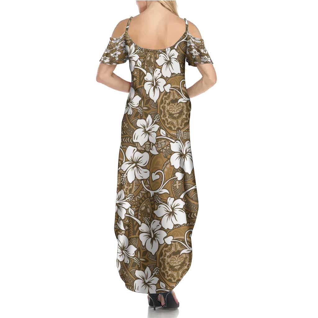 Kuvui Bula Fiji Summer Maxi Dress Fijian Tapa Seamless Hibiscus LT14 - Polynesian Pride
