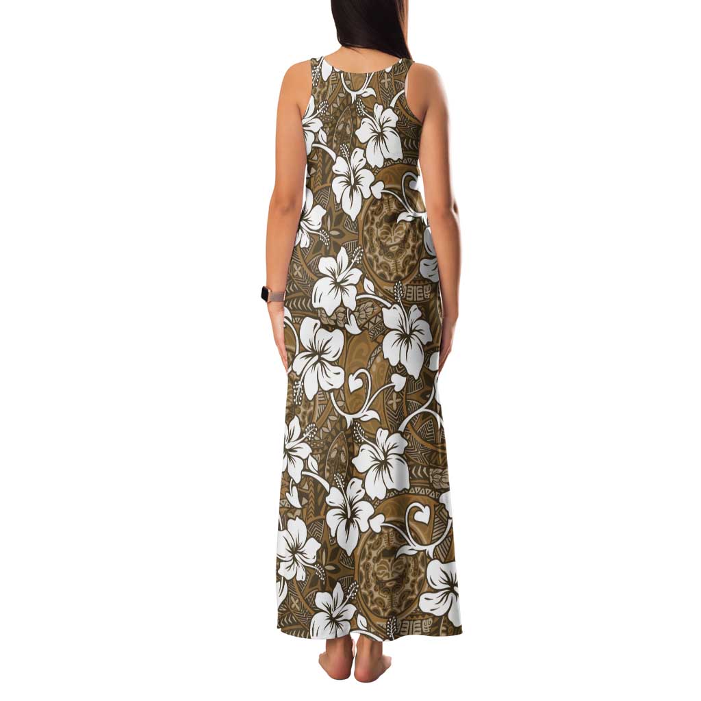 Kuvui Bula Fiji Tank Maxi Dress Fijian Tapa Seamless Hibiscus LT14 - Polynesian Pride