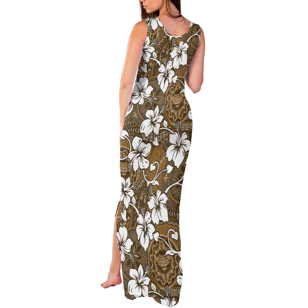 Kuvui Bula Fiji Tank Maxi Dress Fijian Tapa Seamless Hibiscus LT14 - Polynesian Pride