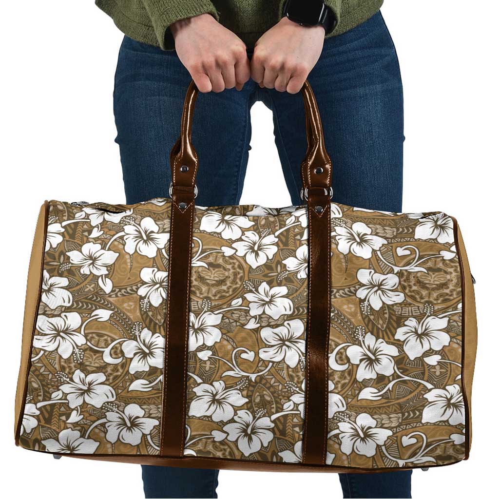 Kuvui Bula Fiji Travel Bag Fijian Tapa Seamless Hibiscus LT14 Brown - Polynesian Pride