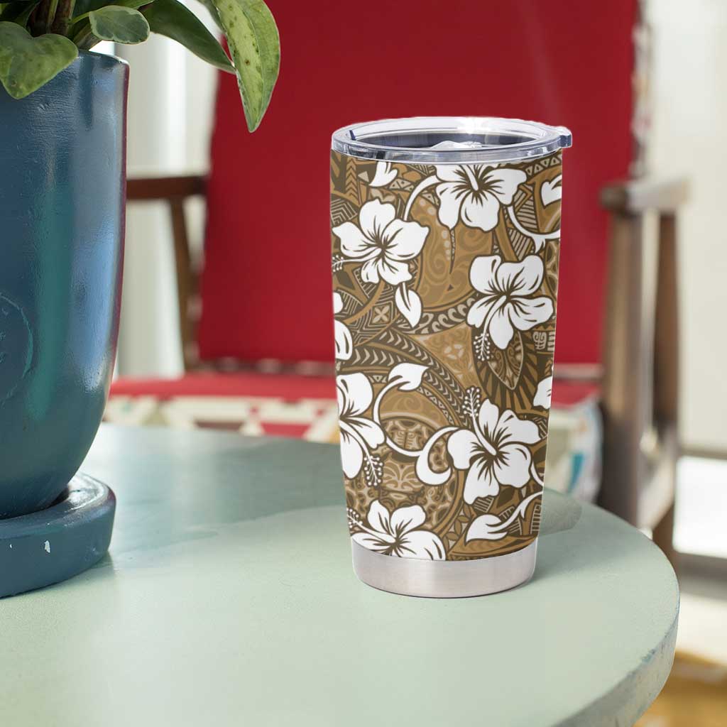 Kuvui Bula Fiji Tumbler Cup Fijian Tapa Seamless Hibiscus LT14 - Polynesian Pride
