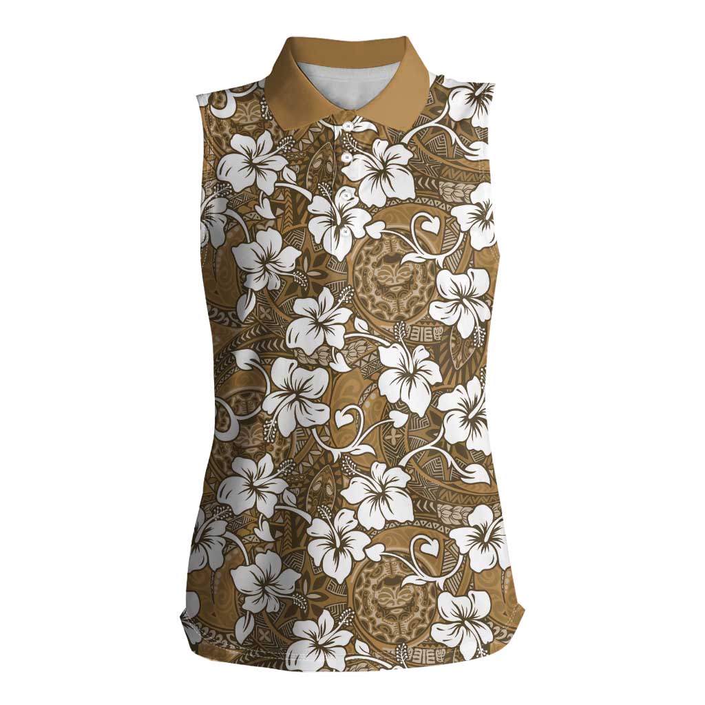 Kuvui Bula Fiji Women Sleeveless Polo Shirt Fijian Tapa Seamless Hibiscus - Polynesian Pride
