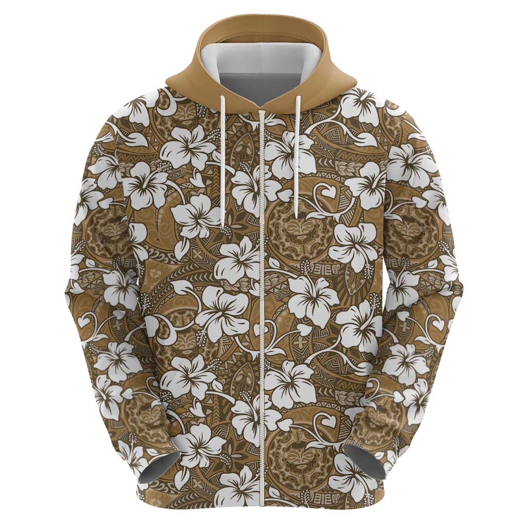Kuvui Bula Fiji Zip Hoodie Fijian Tapa Seamless Hibiscus LT14 - Polynesian Pride