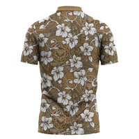 Kuvui Bula Fiji Zipper Polo Shirt Fijian Tapa Seamless Hibiscus LT14 - Polynesian Pride