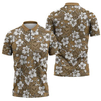 Kuvui Bula Fiji Zipper Polo Shirt Fijian Tapa Seamless Hibiscus LT14 - Polynesian Pride