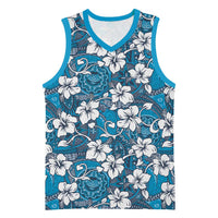 Karakarawa Bula Fiji Basketball Jersey Fijian Tapa Seamless Hibiscus LT14 Unisex Blue - Polynesian Pride