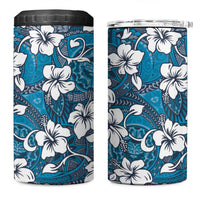 Karakarawa Bula Fiji 4 in 1 Can Cooler Tumbler Fijian Tapa Seamless Hibiscus LT14 One Size: 16 oz Blue - Polynesian Pride