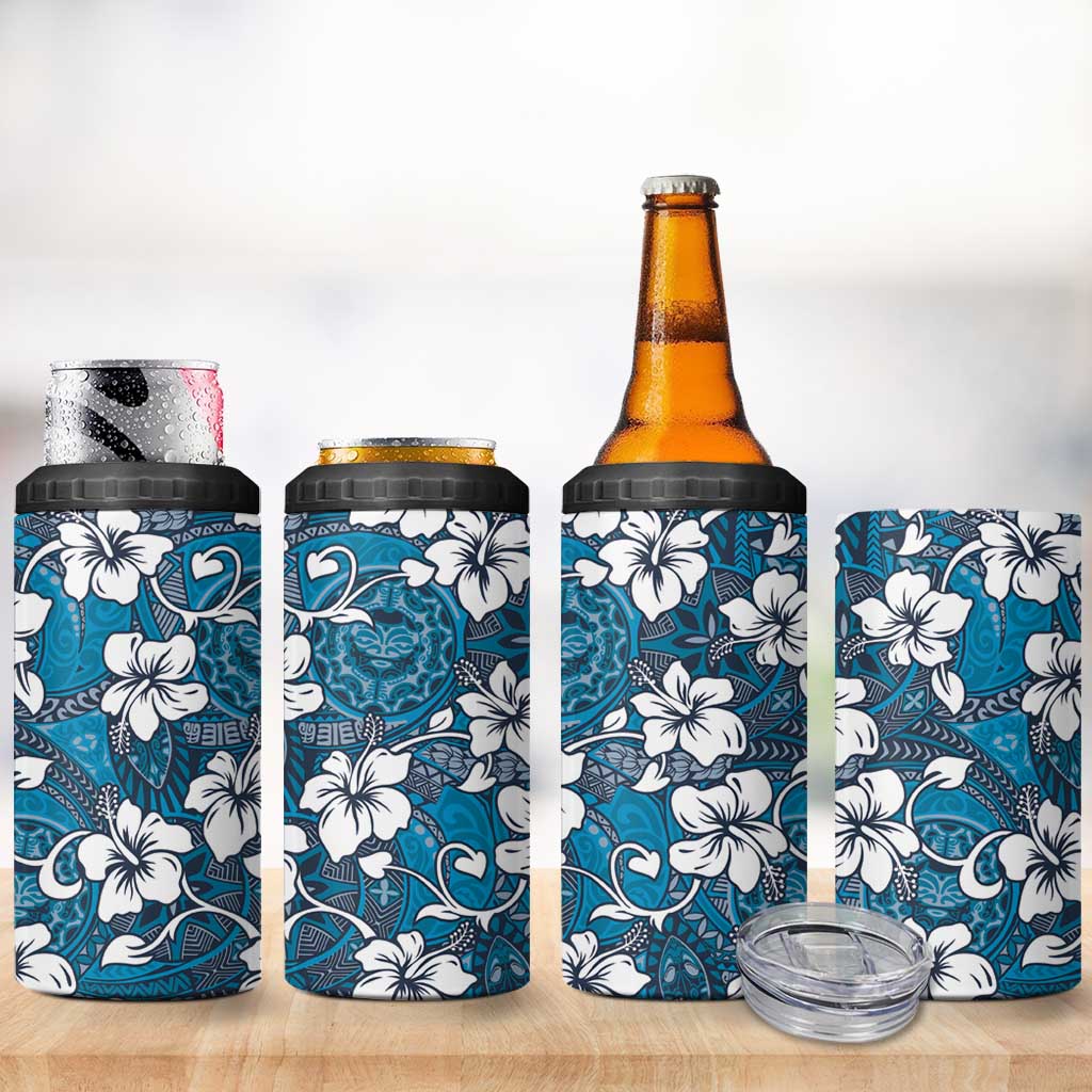 Karakarawa Bula Fiji 4 in 1 Can Cooler Tumbler Fijian Tapa Seamless Hibiscus LT14 - Polynesian Pride