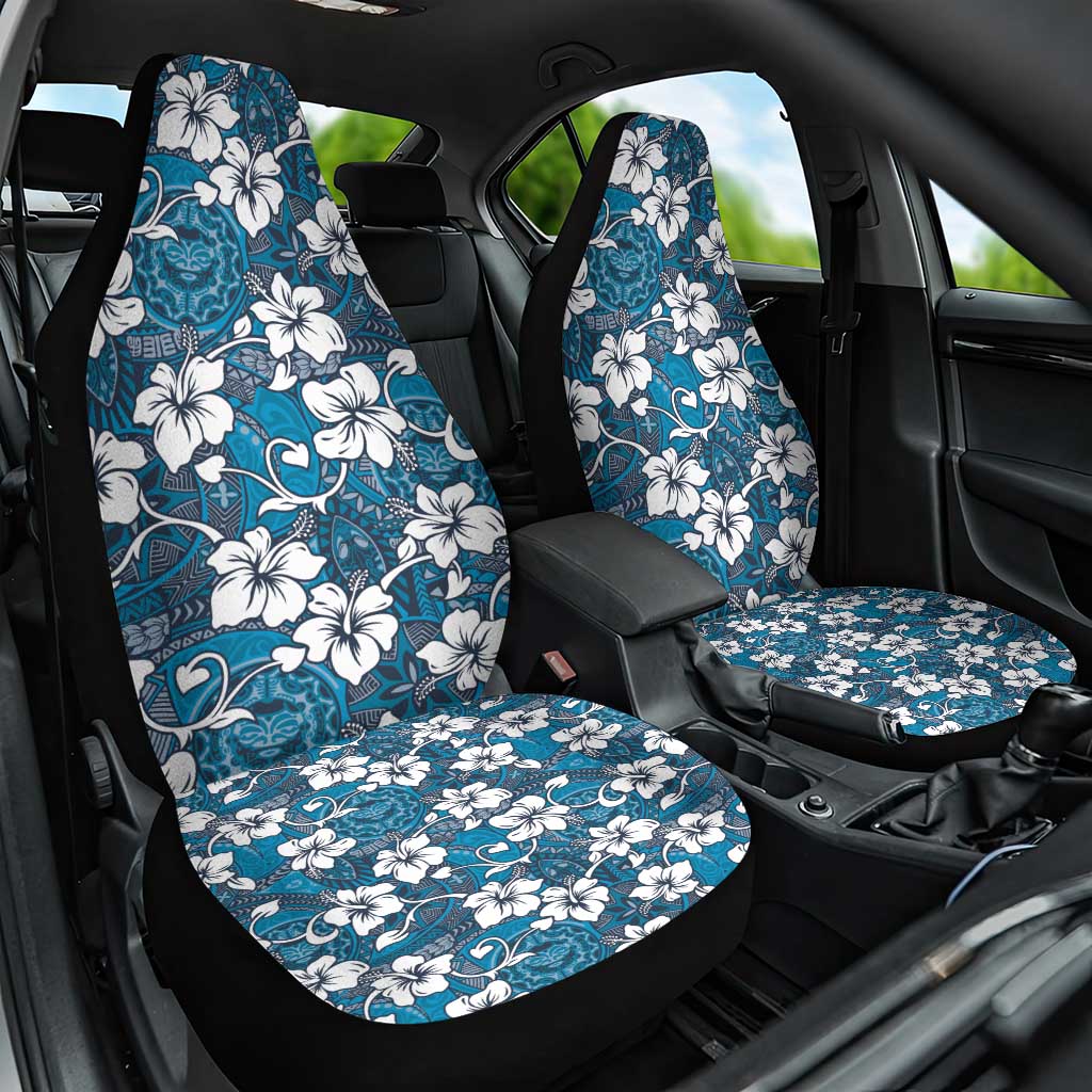 Karakarawa Bula Fiji Car Seat Cover Fijian Tapa Seamless Hibiscus LT14 One Size Blue - Polynesian Pride