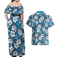 Karakarawa Bula Fiji Couples Matching Off Shoulder Maxi Dress and Hawaiian Shirt Fijian Tapa Seamless Hibiscus LT14 - Polynesian Pride