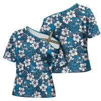 Karakarawa Bula Fiji Cross Shoulder Shirt Fijian Tapa Seamless Hibiscus LT14 - Polynesian Pride