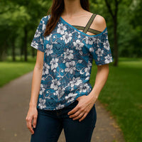 Karakarawa Bula Fiji Cross Shoulder Shirt Fijian Tapa Seamless Hibiscus LT14 - Polynesian Pride