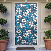 Karakarawa Bula Fiji Door Cover Fijian Tapa Seamless Hibiscus LT14 Blue - Polynesian Pride