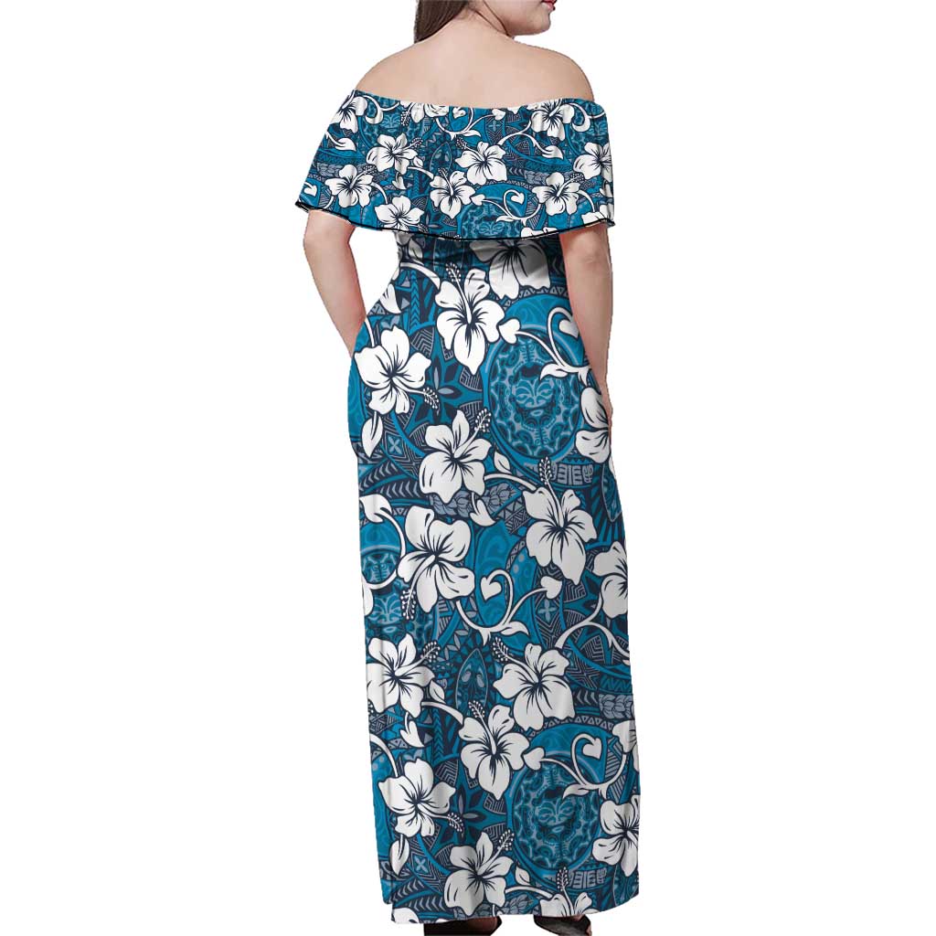 Karakarawa Bula Fiji Family Matching Off Shoulder Maxi Dress and Hawaiian Shirt Fijian Tapa Seamless Hibiscus LT14 - Polynesian Pride
