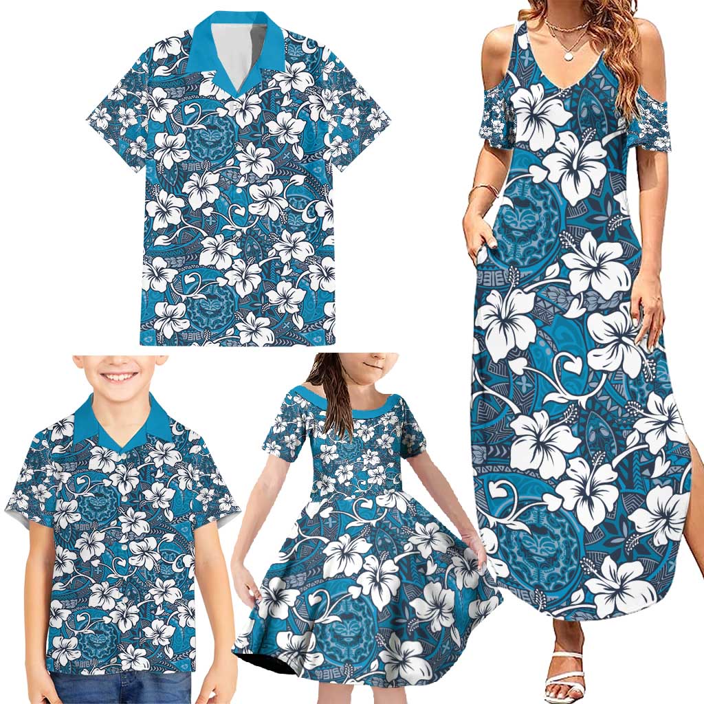Karakarawa Bula Fiji Family Matching Summer Maxi Dress and Hawaiian Shirt Fijian Tapa Seamless Hibiscus LT14 - Polynesian Pride