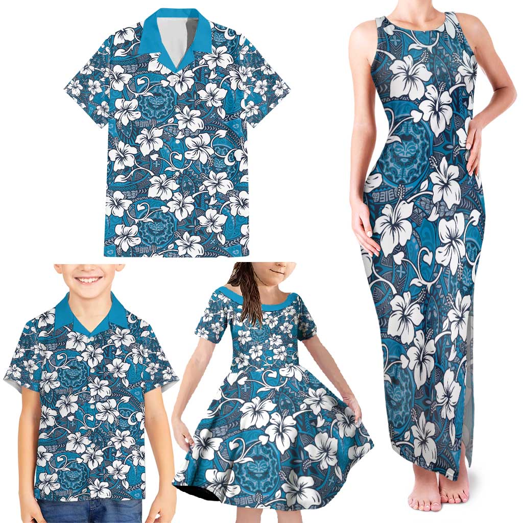 Karakarawa Bula Fiji Family Matching Tank Maxi Dress and Hawaiian Shirt Fijian Tapa Seamless Hibiscus LT14 - Polynesian Pride