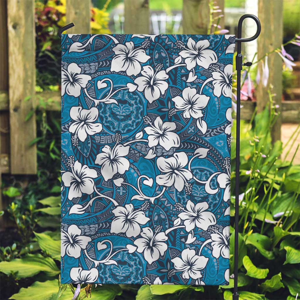 Karakarawa Bula Fiji Garden Flag Fijian Tapa Seamless Hibiscus LT14 Garden Flag Blue - Polynesian Pride