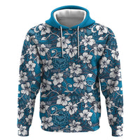 Karakarawa Bula Fiji Hoodie Fijian Tapa Seamless Hibiscus LT14 Pullover Hoodie Blue - Polynesian Pride