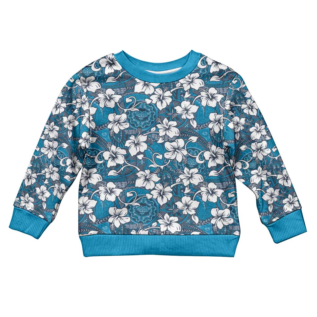 Karakarawa Bula Fiji Kid Ugly Christmas Sweater Fijian Tapa Seamless Hibiscus LT14 Kid Blue - Polynesian Pride