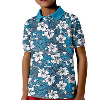 Karakarawa Bula Fiji Kid Polo Shirt Fijian Tapa Seamless Hibiscus LT14 Kid Blue - Polynesian Pride