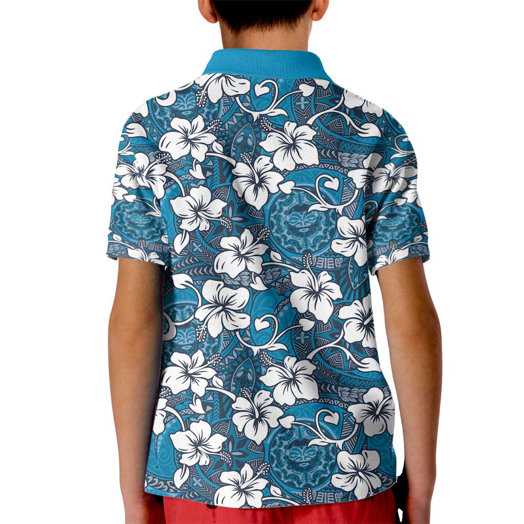 Karakarawa Bula Fiji Kid Polo Shirt Fijian Tapa Seamless Hibiscus LT14 - Polynesian Pride