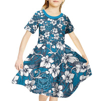 Karakarawa Bula Fiji Kid Short Sleeve Dress Fijian Tapa Seamless Hibiscus LT14 - Polynesian Pride