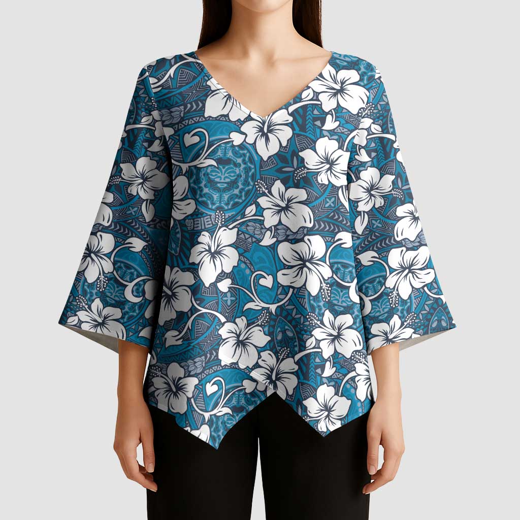 Karakarawa Bula Fiji Kimono Sleeve Blouse Fijian Tapa Seamless Hibiscus LT14 - Polynesian Pride