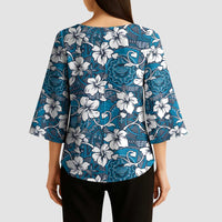Karakarawa Bula Fiji Kimono Sleeve Blouse Fijian Tapa Seamless Hibiscus LT14 - Polynesian Pride