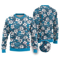 Karakarawa Bula Fiji Ugly Christmas Sweater Fijian Tapa Seamless Hibiscus LT14 Blue - Polynesian Pride
