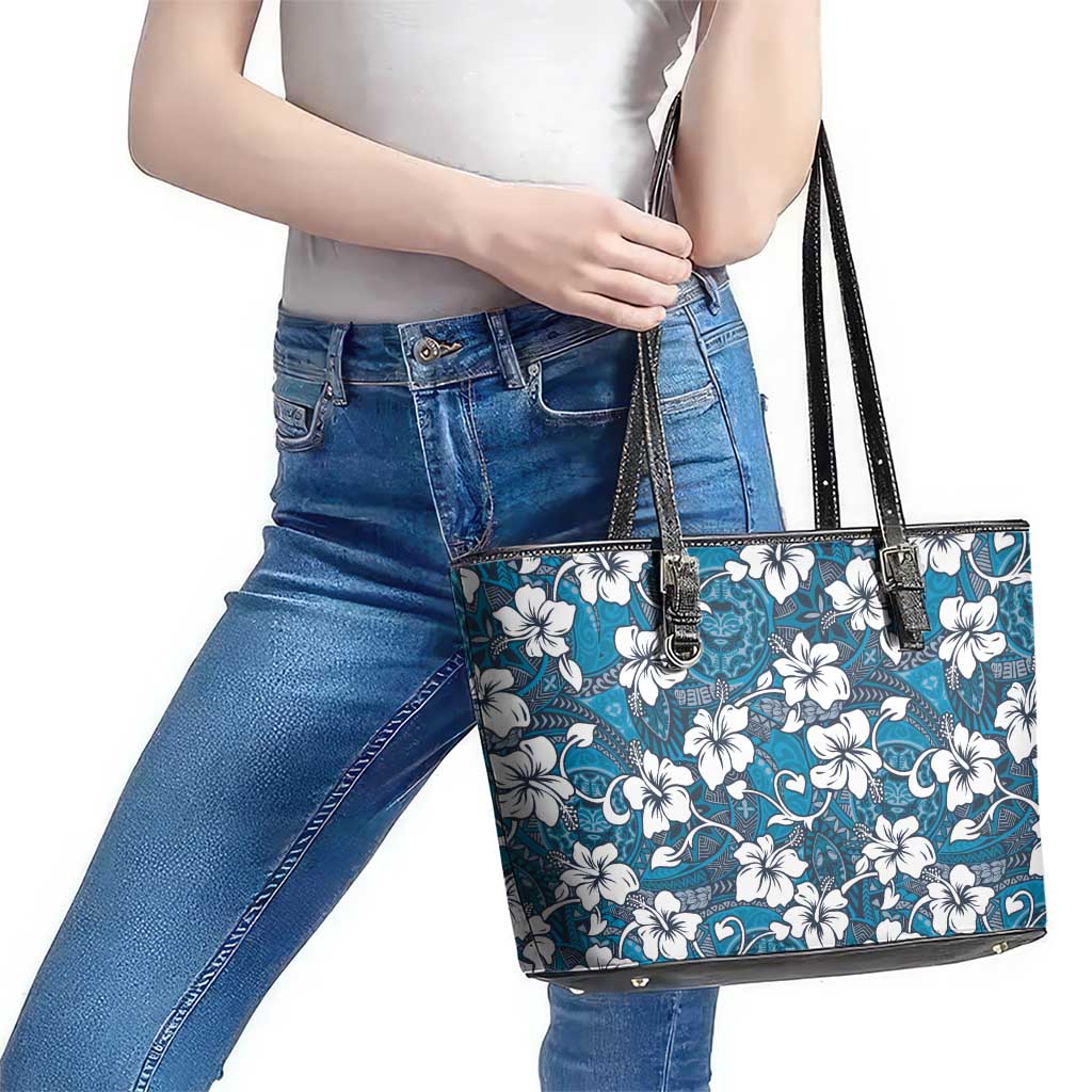 Karakarawa Bula Fiji Leather Tote Bag Fijian Tapa Seamless Hibiscus LT14 - Polynesian Pride