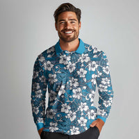 Karakarawa Bula Fiji Long Sleeve Polo Shirt Fijian Tapa Seamless Hibiscus LT14 - Polynesian Pride