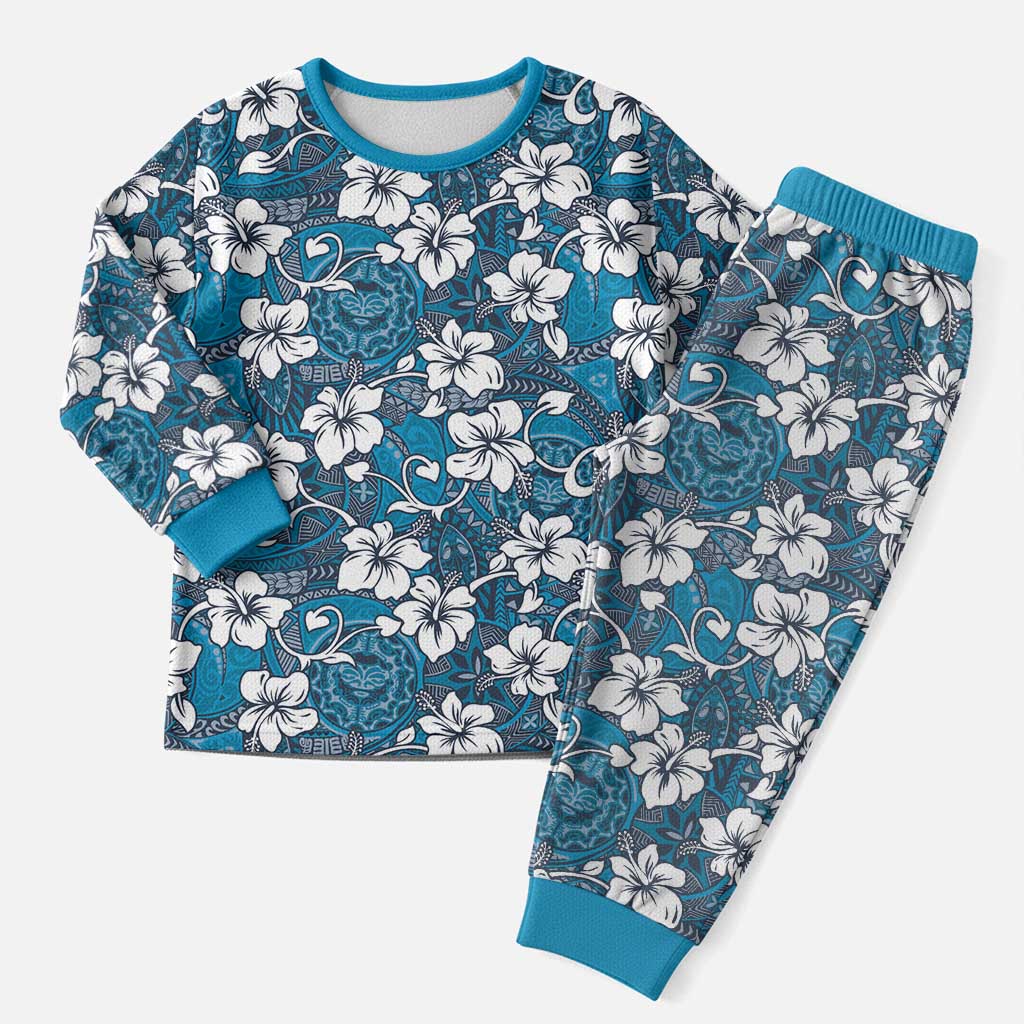 Karakarawa Bula Fiji Christmas Pajama Set Fijian Tapa Seamless Hibiscus LT14 Men Blue - Polynesian Pride