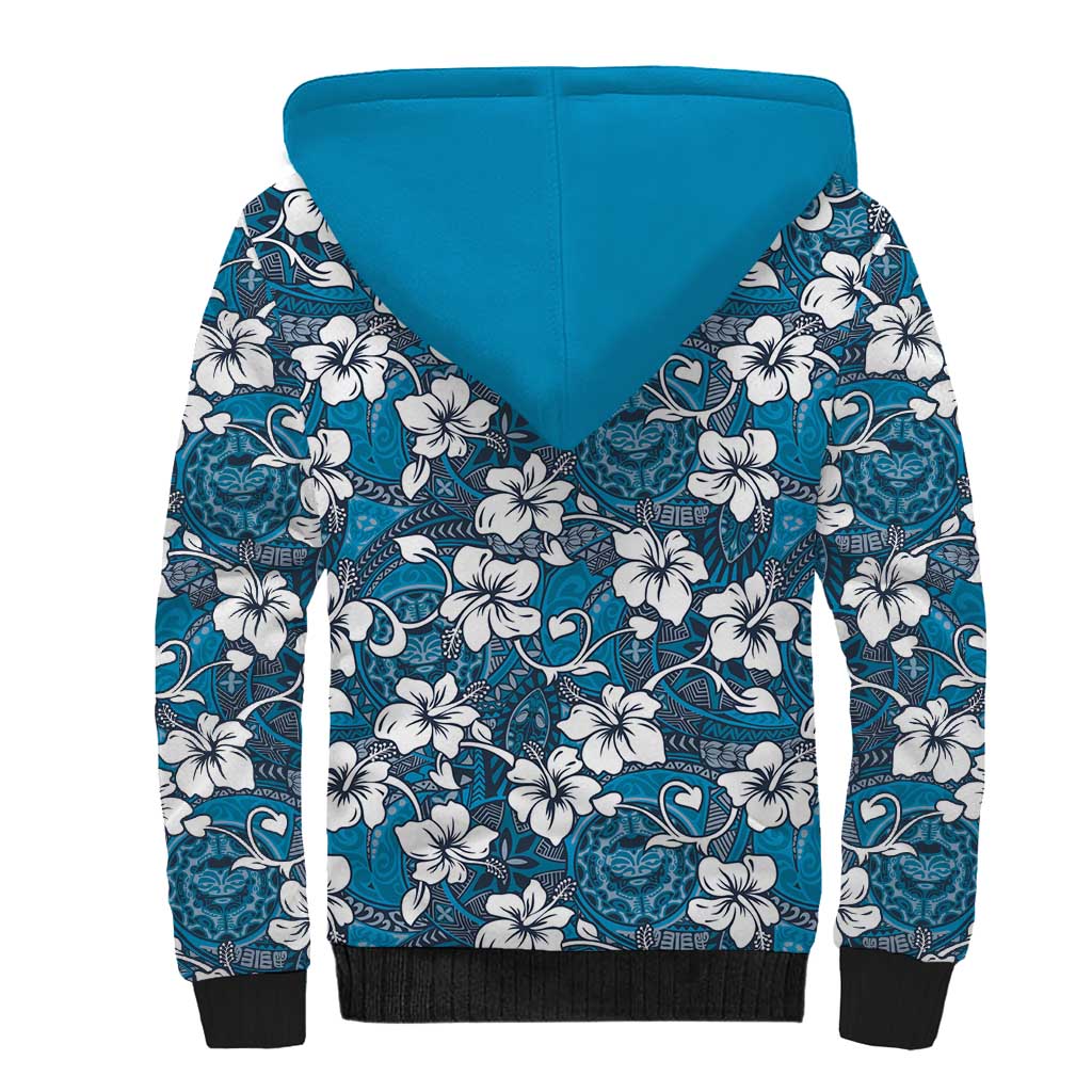 Karakarawa Bula Fiji Sherpa Hoodie Fijian Tapa Seamless Hibiscus LT14 - Polynesian Pride