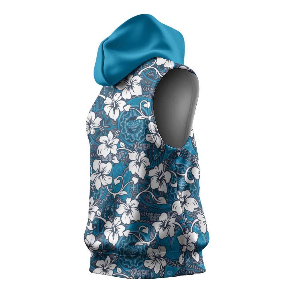 Karakarawa Bula Fiji Sleeveless Hoodie Fijian Tapa Seamless Hibiscus LT14 - Polynesian Pride