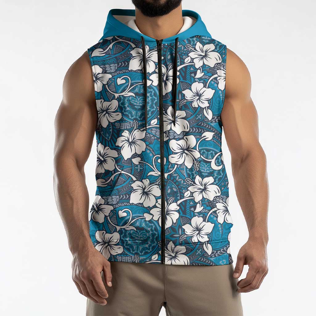 Karakarawa Bula Fiji Sleeveless Zip Hoodie Fijian Tapa Seamless Hibiscus LT14 - Polynesian Pride