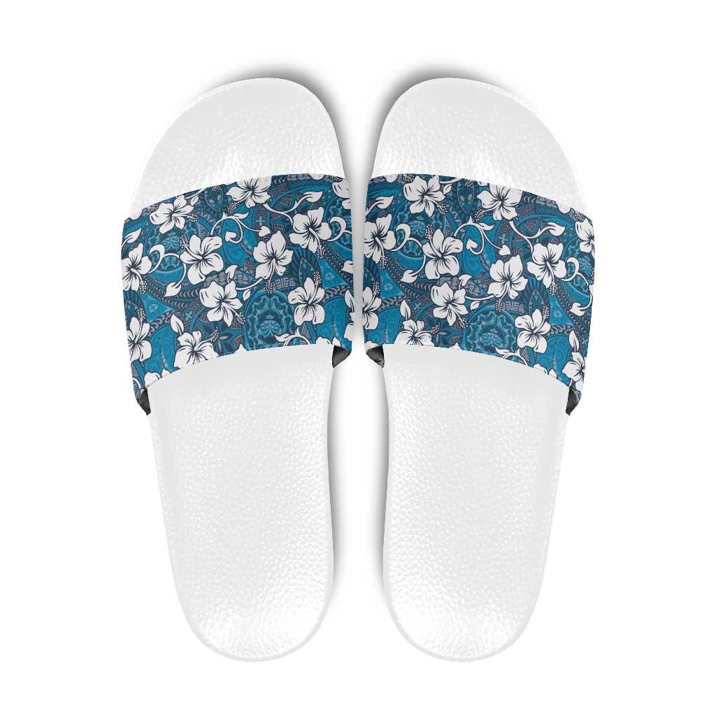 Karakarawa Bula Fiji Slide Sandals Fijian Tapa Seamless Hibiscus - Polynesian Pride