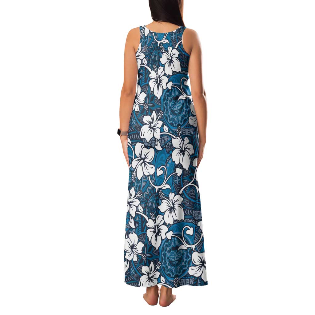 Karakarawa Bula Fiji Tank Maxi Dress Fijian Tapa Seamless Hibiscus LT14 - Polynesian Pride