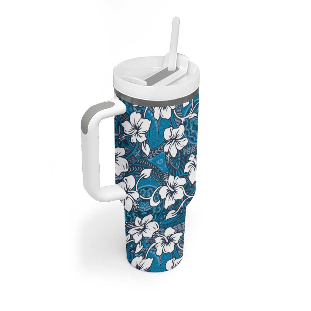 Karakarawa Bula Fiji Tumbler With Handle Fijian Tapa Seamless Hibiscus LT14 - Polynesian Pride