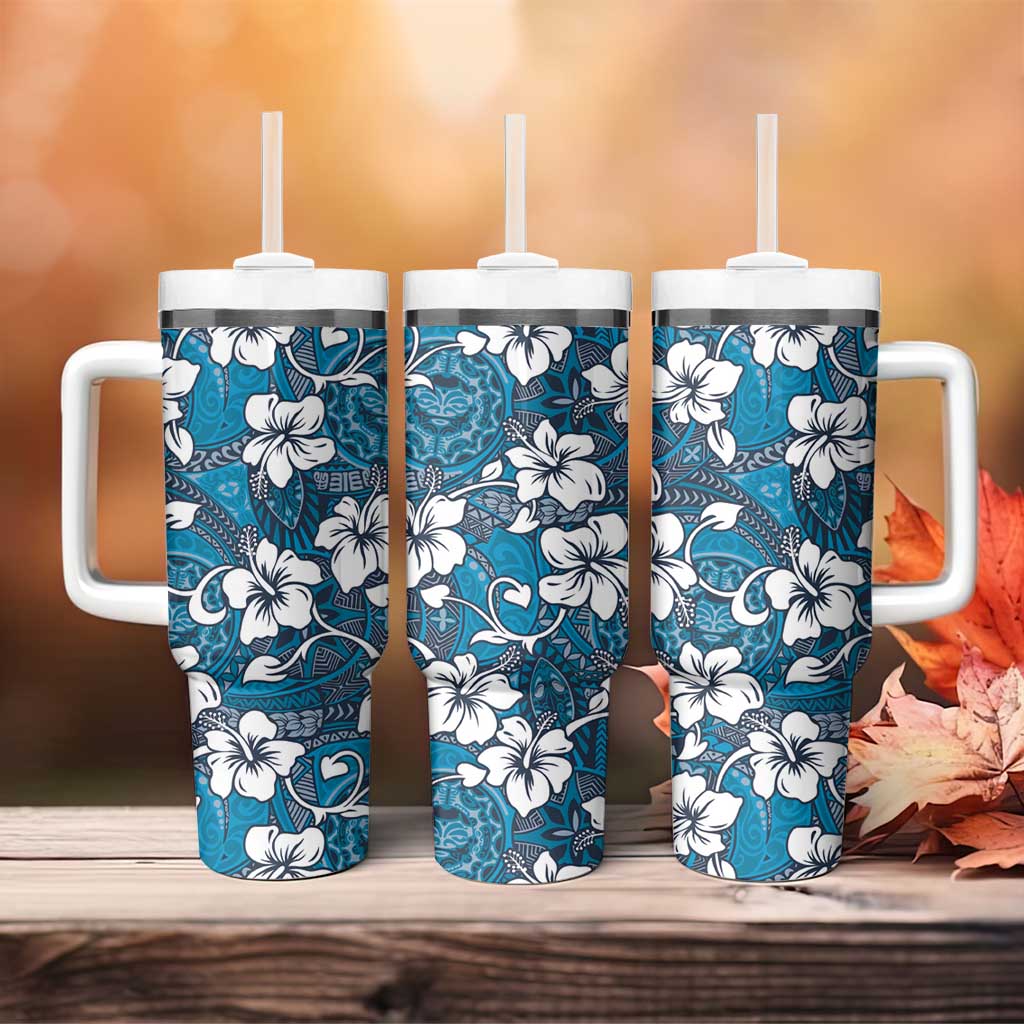 Karakarawa Bula Fiji Tumbler With Handle Fijian Tapa Seamless Hibiscus LT14 - Polynesian Pride