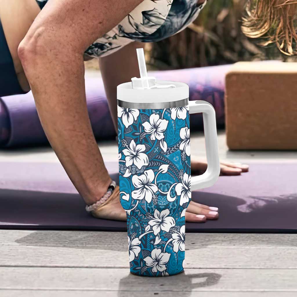 Karakarawa Bula Fiji Tumbler With Handle Fijian Tapa Seamless Hibiscus LT14 - Polynesian Pride