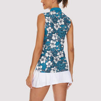 Karakarawa Bula Fiji Women Sleeveless Polo Shirt Fijian Tapa Seamless Hibiscus LT14 - Polynesian Pride
