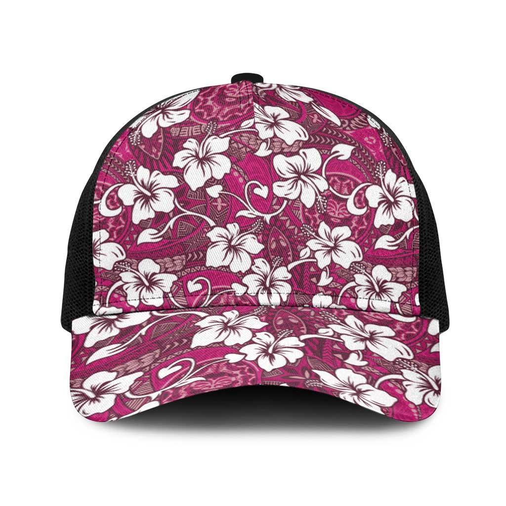 Piqi Bula Fiji Baseball Net Cap Fijian Tapa Seamless Hibiscus - Polynesian Pride