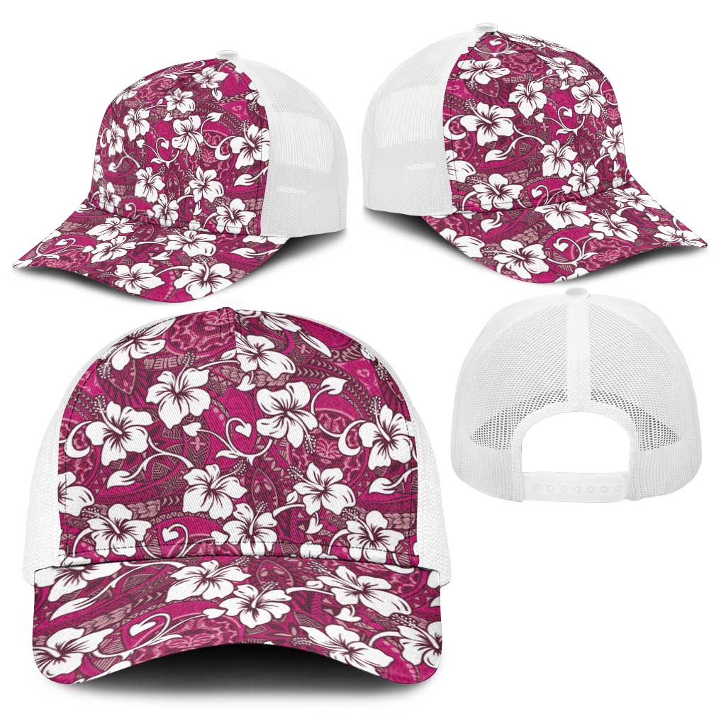 Piqi Bula Fiji Baseball Net Cap Fijian Tapa Seamless Hibiscus - Polynesian Pride
