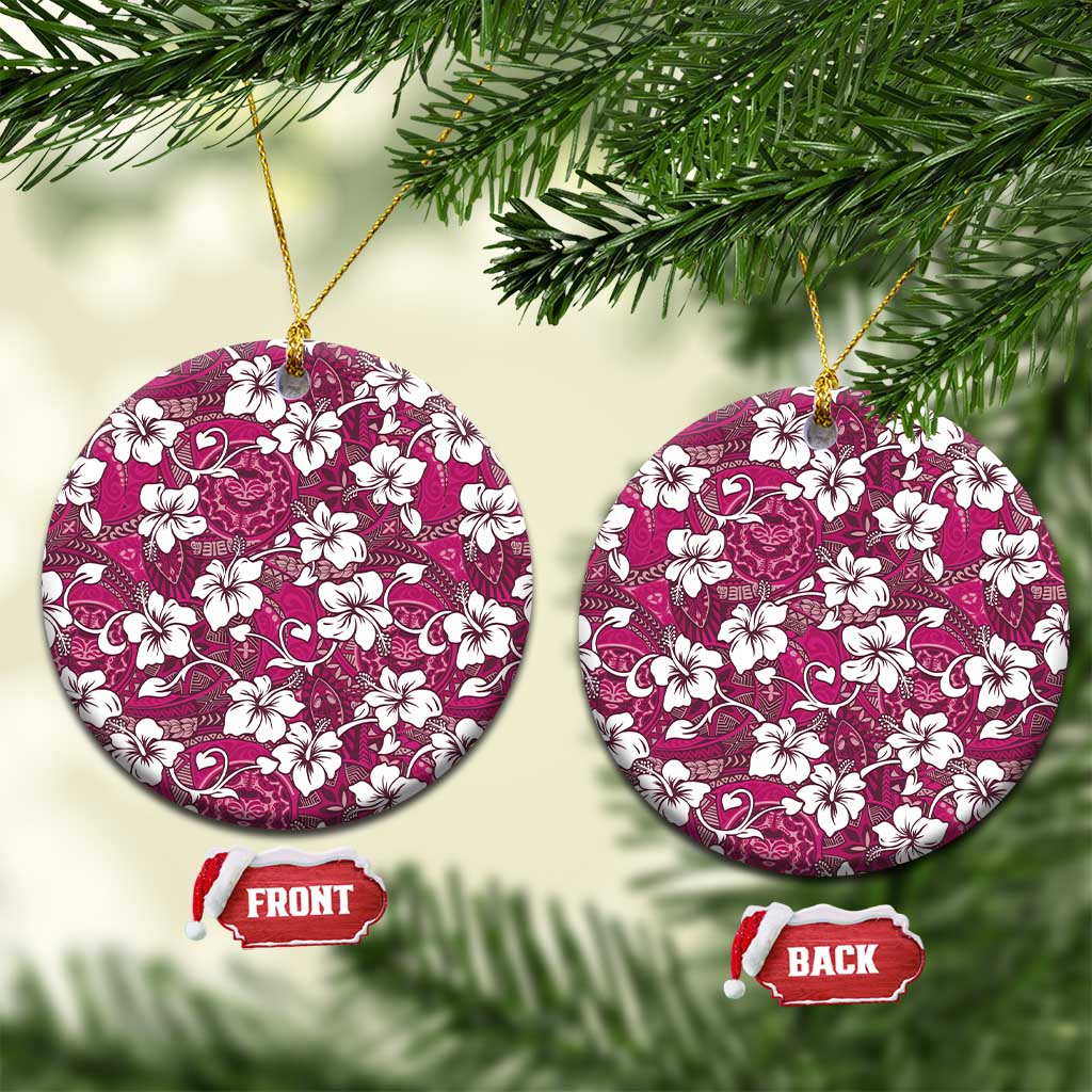 Piqi Bula Fiji Ceramic Ornament Fijian Tapa Seamless Hibiscus - Polynesian Pride