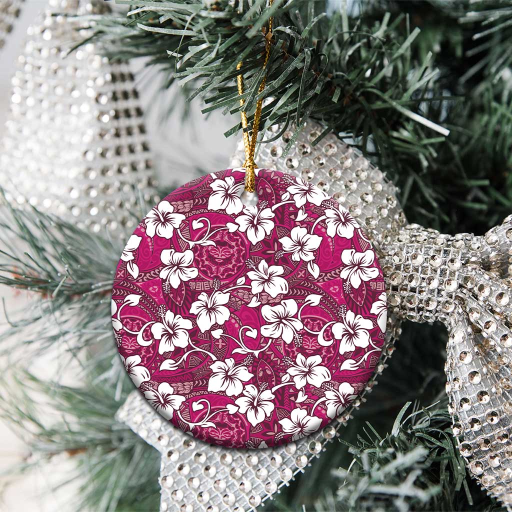 Piqi Bula Fiji Ceramic Ornament Fijian Tapa Seamless Hibiscus - Polynesian Pride