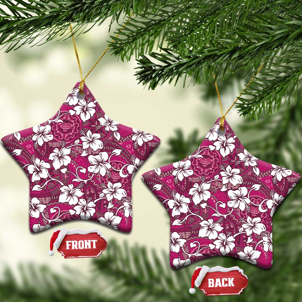 Piqi Bula Fiji Ceramic Ornament Fijian Tapa Seamless Hibiscus - Polynesian Pride