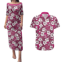 Piqi Bula Fiji Couples Matching Puletasi and Hawaiian Shirt Fijian Tapa Seamless Hibiscus LT14 Pink - Polynesian Pride