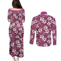 Piqi Bula Fiji Couples Matching Puletasi and Long Sleeve Button Shirt Fijian Tapa Seamless Hibiscus LT14 - Polynesian Pride