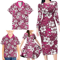 Piqi Bula Fiji Family Matching Long Sleeve Bodycon Dress and Hawaiian Shirt Fijian Tapa Seamless Hibiscus LT14 - Polynesian Pride